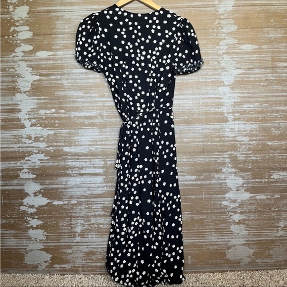 Reformation Addy Wrap Midi Dress Garden Floral Black White Womens S - Picture 3 of 5